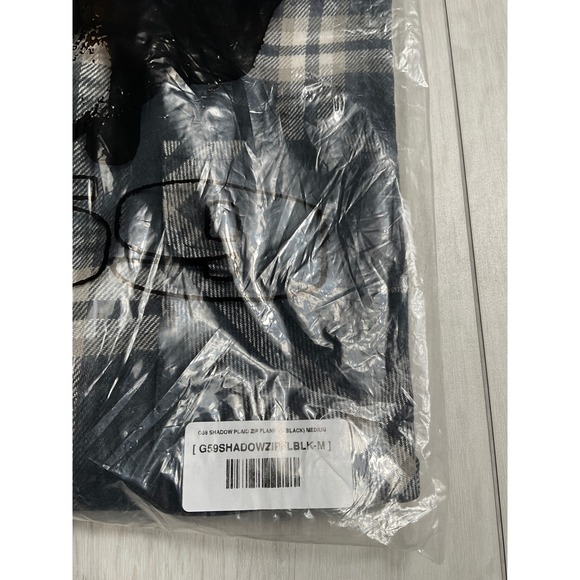G59 Shadow Plaid Zip‎ Flannel Black Medium New With Tags - Picture 5 of 7